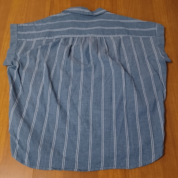 Madewell Blue White Striped Shirt Womens Large 100% Cotton Button Up - Picture 5 of 10